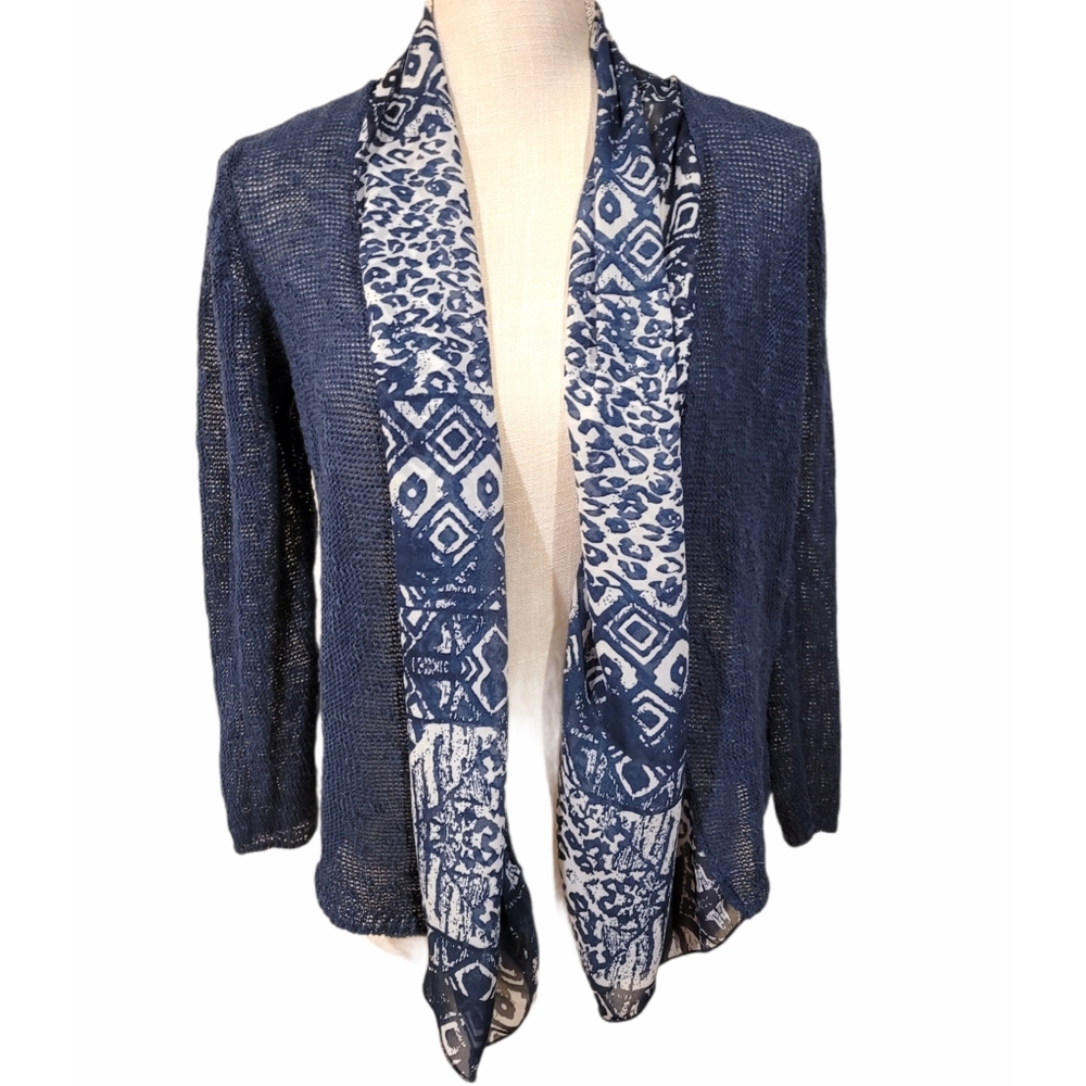 Curio New York Open Knit Blue Small Cardigan